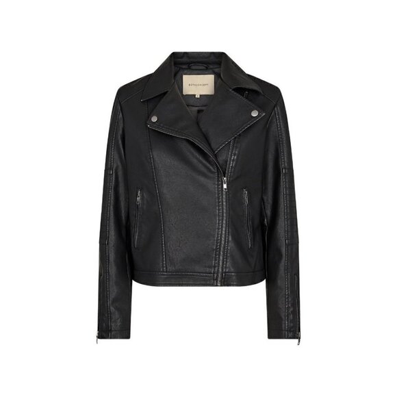 NWT Soya Concept Gunilla 7 Black Faux Leather Moto Biker Jacket - Picture 5 of 6